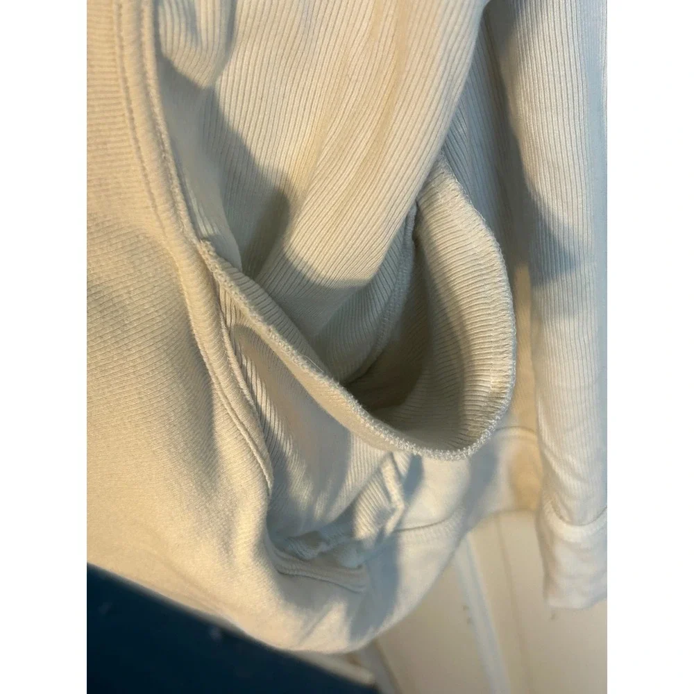 Athleta Presence Cocoon Wrap Cardigan Bone White Ribbed Pockets Small 415704
